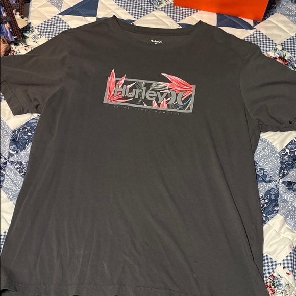 Hurley Men's Charcoal Tee with Red Graphic - Picture 1 of 2
